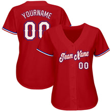 Load image into Gallery viewer, Custom Red White-Royal Authentic Baseball Jersey
