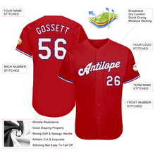 Load image into Gallery viewer, Custom Red White-Royal Authentic Baseball Jersey
