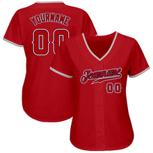 Load image into Gallery viewer, Custom Red Red-Navy Authentic Baseball Jersey
