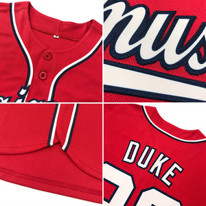 Custom Red Red-Navy Authentic Baseball Jersey