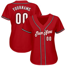 Load image into Gallery viewer, Custom Red White-Black Authentic Baseball Jersey
