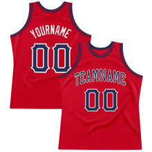 Load image into Gallery viewer, Custom Red Navy-White Authentic Throwback Basketball Jersey
