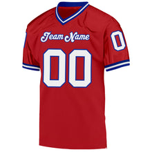 Load image into Gallery viewer, Custom Red White-Royal Mesh Authentic Throwback Football Jersey
