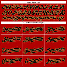 Load image into Gallery viewer, Custom Red Black Pinstripe Black-Old Gold Authentic Baseball Jersey
