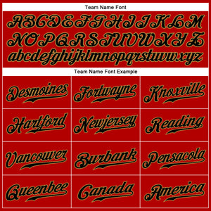 Custom Red Black Pinstripe Black-Old Gold Authentic Baseball Jersey