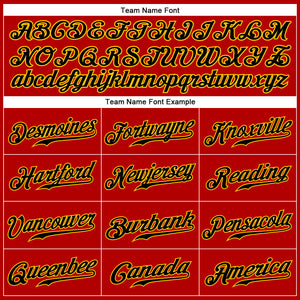 Custom Red Black Pinstripe Black-Gold Authentic Baseball Jersey
