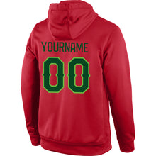 Load image into Gallery viewer, Custom Stitched Red Green-Neon Green Sports Pullover Sweatshirt Hoodie
