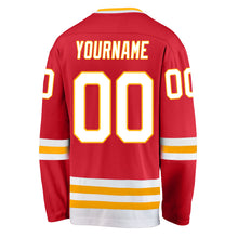 Load image into Gallery viewer, Custom Red White-Gold Hockey Jersey
