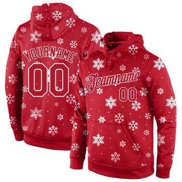 Custom Stitched Red Red-White Christmas 3D Sports Pullover Sweatshirt Hoodie