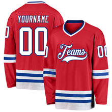 Load image into Gallery viewer, Custom Red White-Royal Hockey Jersey
