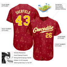 Load image into Gallery viewer, Custom Red Gold-White Christmas 3D Authentic Baseball Jersey
