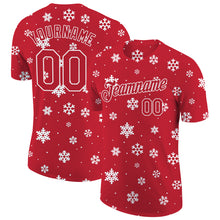 Load image into Gallery viewer, Custom Red Red-White Christmas 3D Performance T-Shirt
