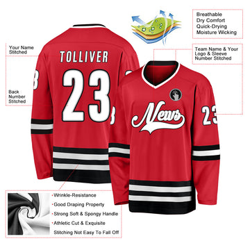 Custom Red White-Black Hockey Jersey