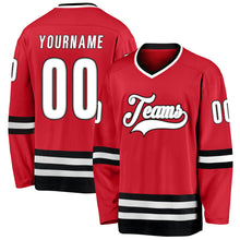 Load image into Gallery viewer, Custom Red White-Black Hockey Jersey
