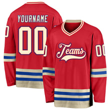 Load image into Gallery viewer, Custom Red Cream-Royal Hockey Jersey
