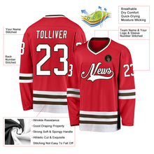 Load image into Gallery viewer, Custom Red White-Brown Hockey Jersey
