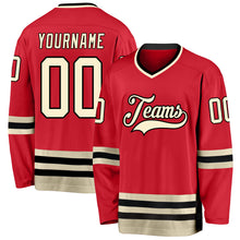 Load image into Gallery viewer, Custom Red Cream-Black Hockey Jersey
