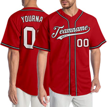 Load image into Gallery viewer, Custom Red White-Black Authentic Baseball Jersey
