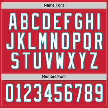 Load image into Gallery viewer, Custom Red White-Teal Hockey Jersey

