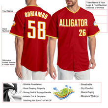 Load image into Gallery viewer, Custom Red White-Gold Authentic Baseball Jersey
