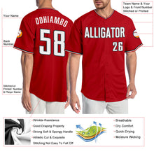 Load image into Gallery viewer, Custom Red White-Black Authentic Baseball Jersey
