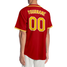 Load image into Gallery viewer, Custom Red Gold-White Authentic Baseball Jersey
