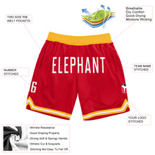 Load image into Gallery viewer, Custom Red White Authentic Throwback Basketball Shorts
