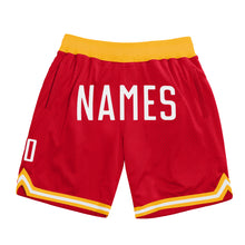 Load image into Gallery viewer, Custom Red White Authentic Throwback Basketball Shorts
