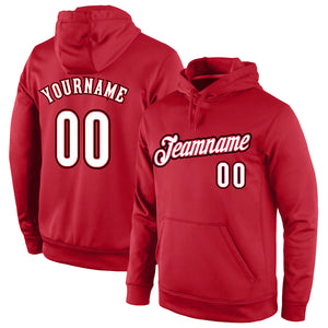 Custom Stitched Red White-Black Sports Pullover Sweatshirt Hoodie