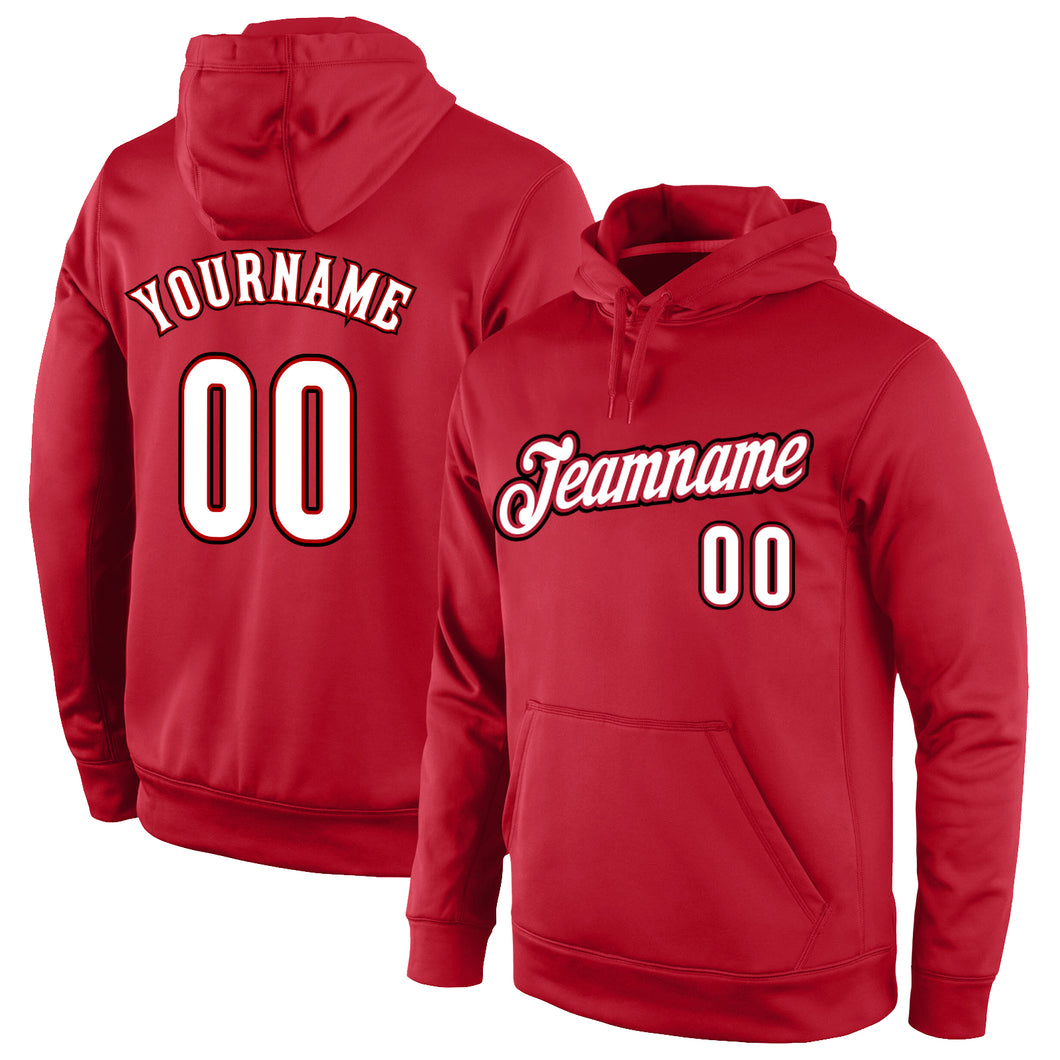 Custom Stitched Red White-Black Sports Pullover Sweatshirt Hoodie