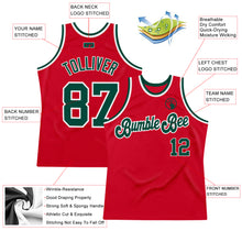 Load image into Gallery viewer, Custom Red Green-White Authentic Throwback Basketball Jersey

