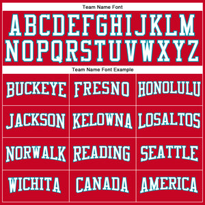 Custom Red White-Teal Authentic Throwback Basketball Jersey