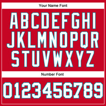 Load image into Gallery viewer, Custom Red White-Teal Authentic Throwback Basketball Jersey
