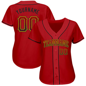 Custom Red Black-Gold Authentic Drift Fashion Baseball Jersey