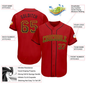 Custom Red Black-Gold Authentic Drift Fashion Baseball Jersey