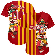 Load image into Gallery viewer, Custom Red Red-White 3D Pattern Design Cute Tiger Authentic Baseball Jersey
