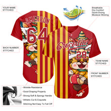 Load image into Gallery viewer, Custom Red Red-White 3D Pattern Design Cute Tiger Authentic Baseball Jersey
