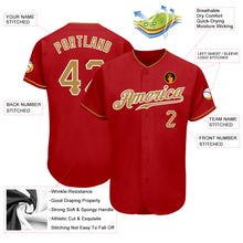 Load image into Gallery viewer, Custom Red Old Gold-White Authentic Baseball Jersey
