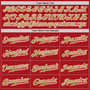 Custom Red Old Gold-White Authentic Baseball Jersey