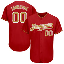 Load image into Gallery viewer, Custom Red Old Gold-White Authentic Baseball Jersey
