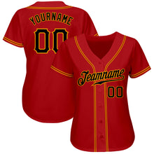 Load image into Gallery viewer, Custom Red Black-Gold Authentic Baseball Jersey
