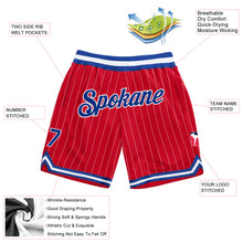 Load image into Gallery viewer, Custom Red White Pinstripe Royal-White Authentic Basketball Shorts
