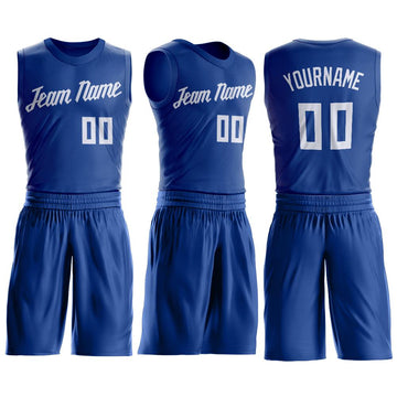 Custom Royal White Round Neck Suit Basketball Jersey - Fcustom