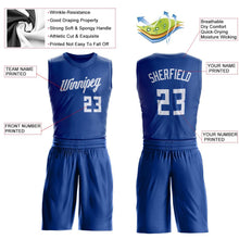 Load image into Gallery viewer, Custom Royal White Round Neck Suit Basketball Jersey - Fcustom
