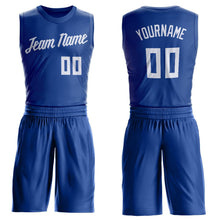 Load image into Gallery viewer, Custom Royal White Round Neck Suit Basketball Jersey - Fcustom
