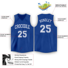 Load image into Gallery viewer, Custom Royal White V-Neck Basketball Jersey - Fcustom
