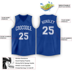 Custom Royal White V-Neck Basketball Jersey - Fcustom