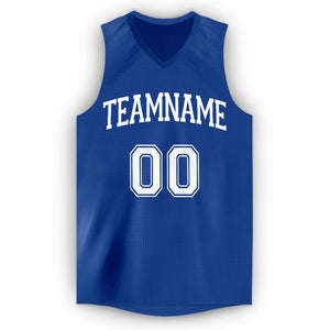 Custom Royal White V-Neck Basketball Jersey - Fcustom