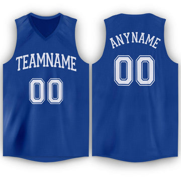 Custom Royal White V-Neck Basketball Jersey - Fcustom