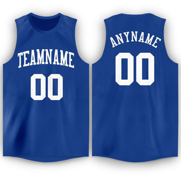 Custom Royal White Round Neck Basketball Jersey - Fcustom